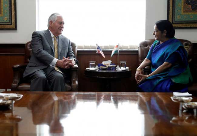 sushma swaraj defends india’s ties with nk with us counterpart!