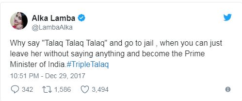 Alka Lamba Tweets on PM Modi