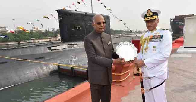 Submarine arm of Indian Navy awarded Presidential Colors in Vishakhapatnam