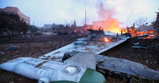 Missile strikes War Aircraft! Pilot blows up himself with grenade!