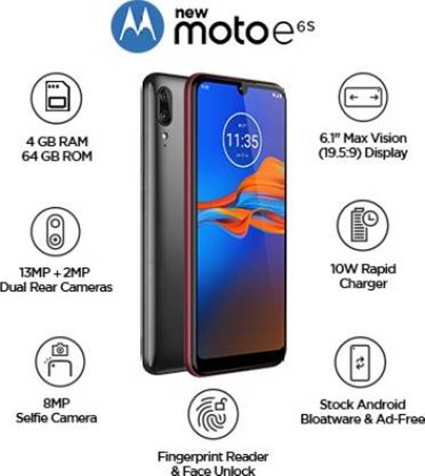 Moto E6s (Polished Graphite, 64 GB) (4 GB RAM)