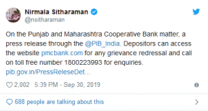 sitharaman puts out appeal and explainer in reply to ‘consume poison’ tweet on pmc bank crisis