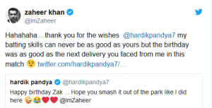 zaheer comes up with epic reply to pandya's distasteful birthday wish 