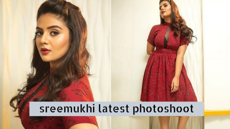Sreemukhi Latest Photoshoot pics in Red Dress