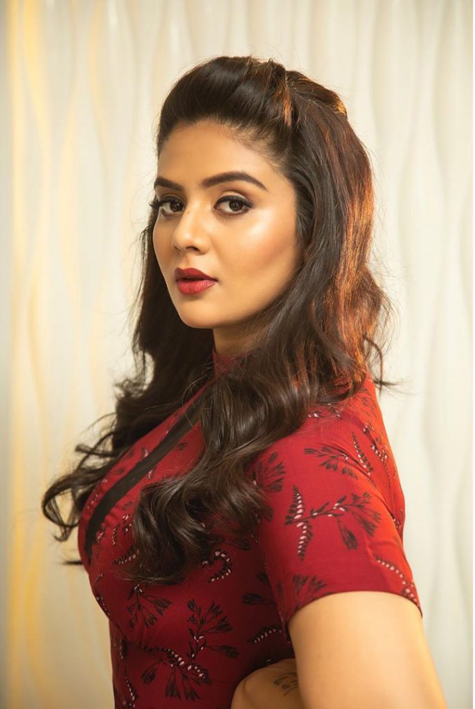 sreemukhi latest photoshoot pics in red dress