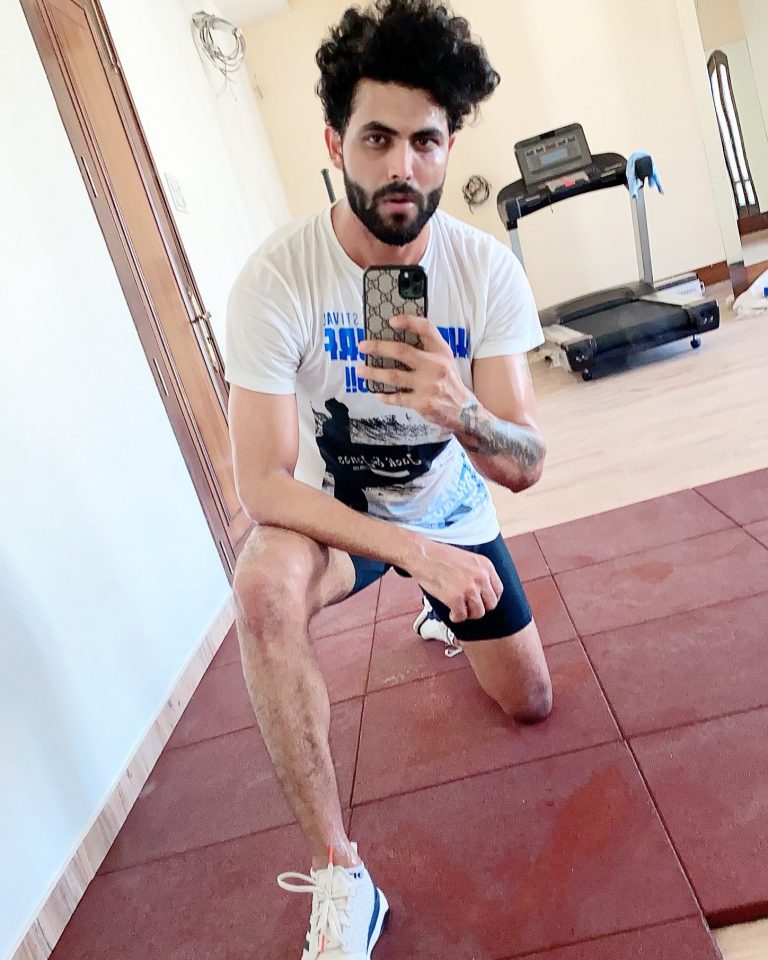 Jadeja shares photo after workout at home