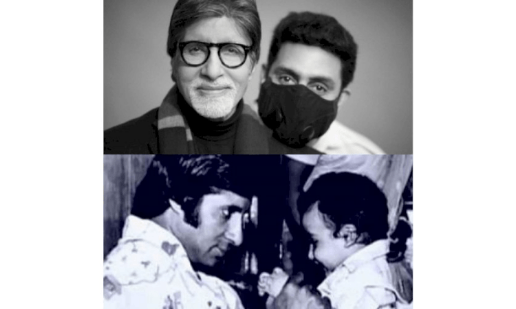 Big B posts ‘then and then’ pic collage with son Abhishek