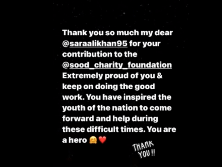 Sonu Sood hails Sara Ali Khan as ‘hero’ after she donates to his foundation