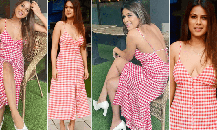Nia Sharma shares her candy cane look