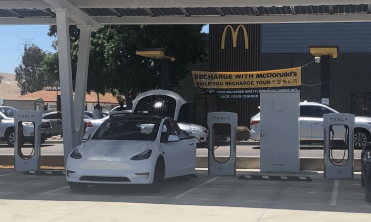 Tesla Supercharger station gets direct service from McDonald’s