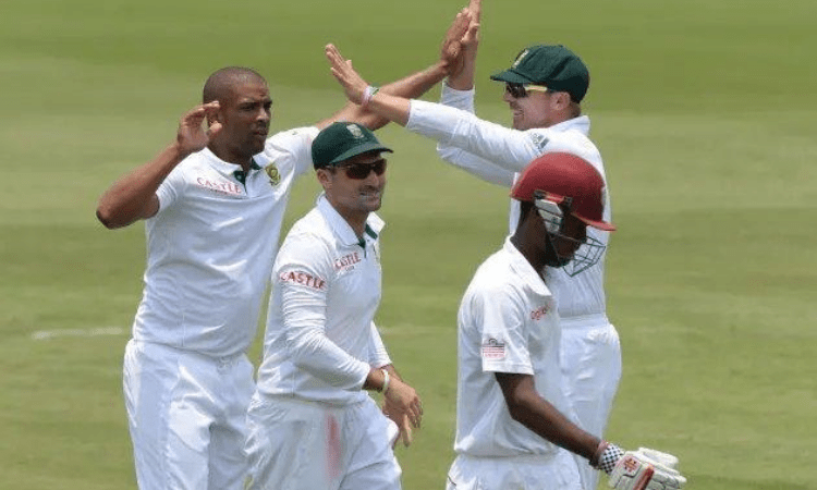 West Indies’ Gabriel takes 2, SA’s Elgar slams 77 as honours even on Day I