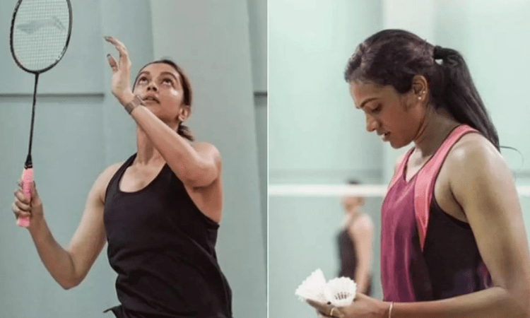 Deepika-Sindhu play badminton, trigger biopic talk