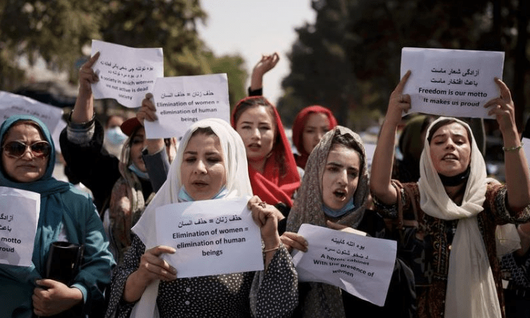 Afghan women protest for rights to employment, education
