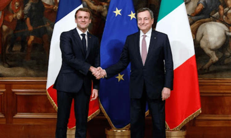 Macron, Draghi meet to discuss treaty aimed at boosting EU ties