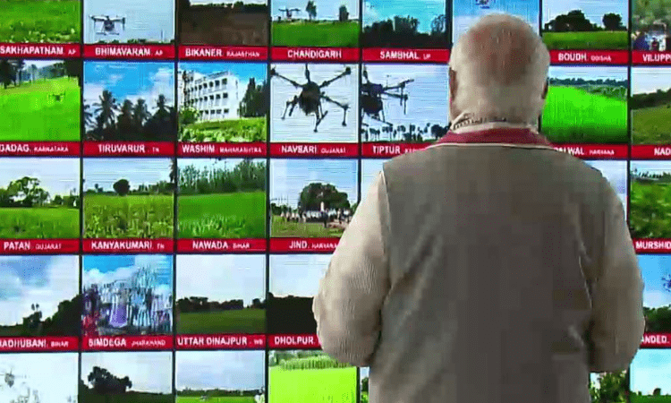PM Modi flags off 100 kisan drones