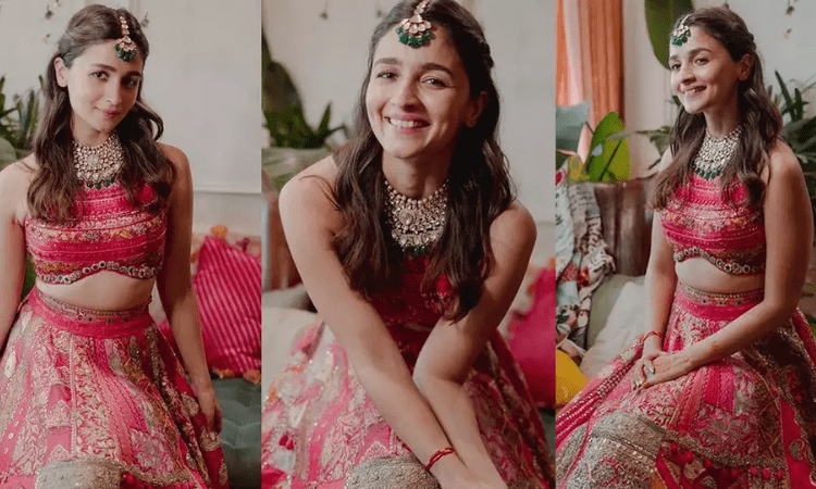 Alia Bhatt’s mehendi lehenga by Manish Malhotra took 3,000 hours to make!