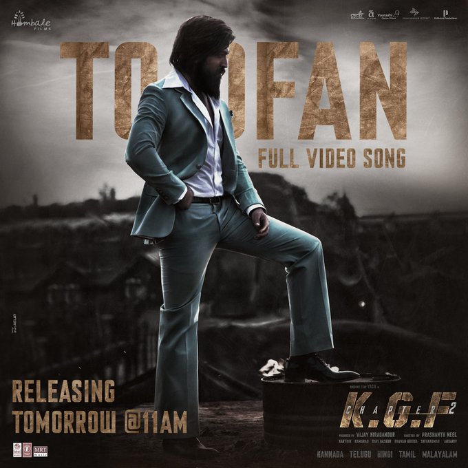 The full video song TOOFAN from ‘KGF Chapter 2’ is going to release tomorrow at 11 am