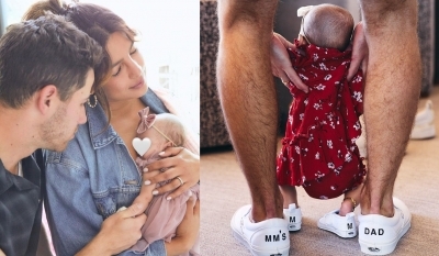 Priyanka shares a picture of Nick, and daughter Malti in matching sneakers