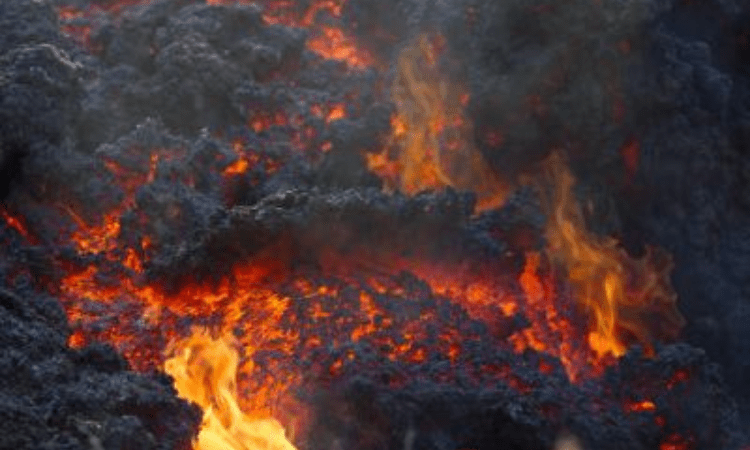 Red hot lava continues to flow from Iceland volcano after eruption