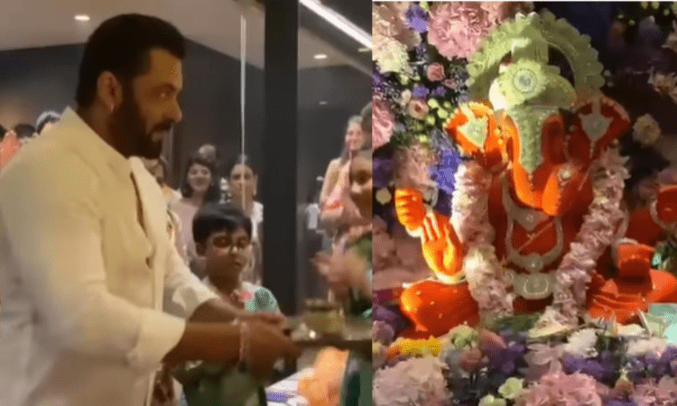 Gapathi pooja aarti pics has shared from Arpita’s home of Salman.