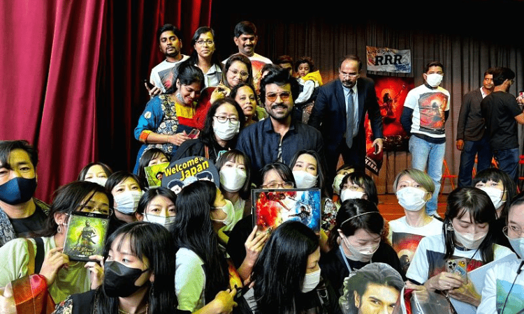 ‘RRR’ star Ram Charan hits it off with school kids in Japan
