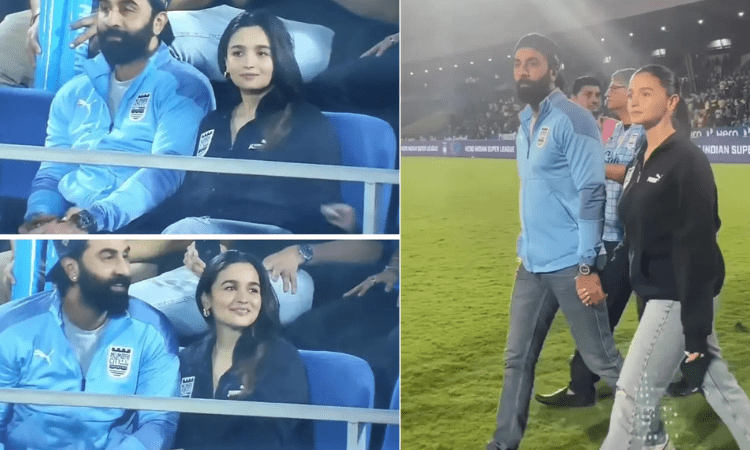 Ranbir, Alia hold hands, enjoy football match from stands