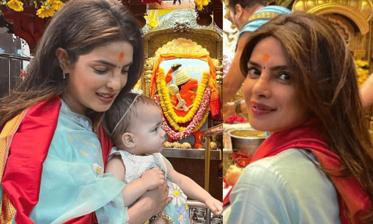 Priyanka Chopra seeks blessings at Siddivinayak temple with daughter