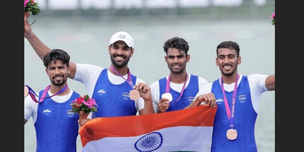 india secures bronze medal in men's quadruple sculls rowing at asian games