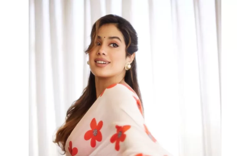 Janhvi Kapoor Latest pics | stuns in a red and white floral saree.