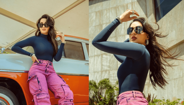 Nora Fatehi Hot Pics | Looks Sexy in Skinny Black Top and Pink Pant