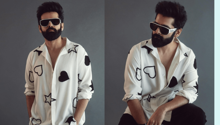 Ram Pothineni Looks Attractive in Black and White Outfit