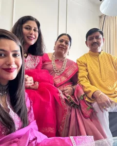 Mrunal Thakur and her family Celebrating Ugadi festival