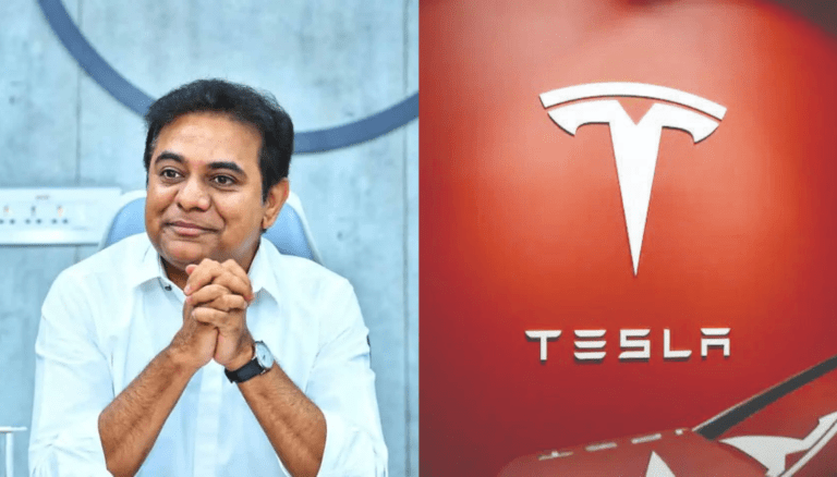 KTR Calls on Congress Government to Bring Tesla Plant to Telangana