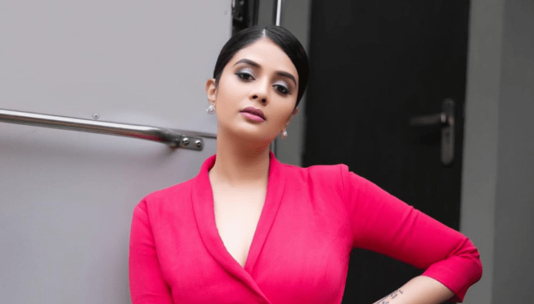 Sreemukhi Latest Pics in Pink Dress