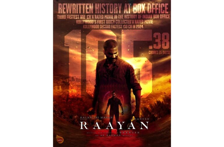 Dhanush’s “Rayan” Achieves 100 Crore Milestone!