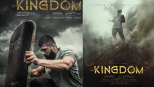 Vijay Deverakonda Kingdom movie poster featuring intense look with hints of reincarnation theme