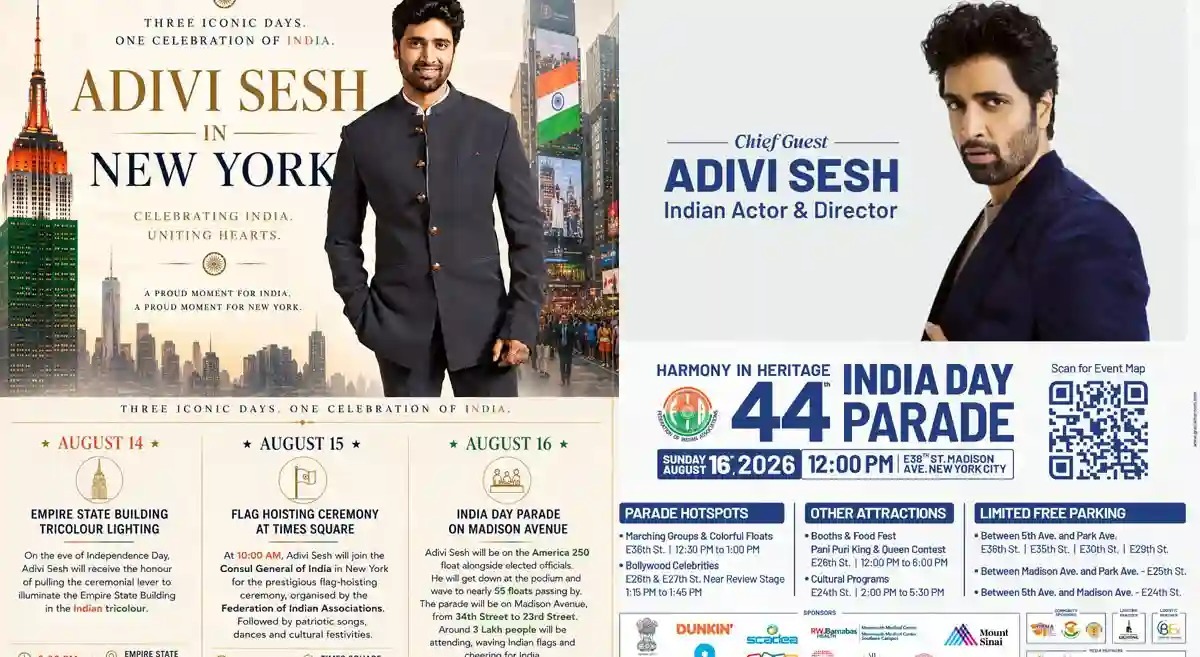 Adivi Sesh to Join Prestigious Independence Day Celebrations in New York 1 Adivi Sesh to Join Prestigious Independence Day Celebrations in New York
